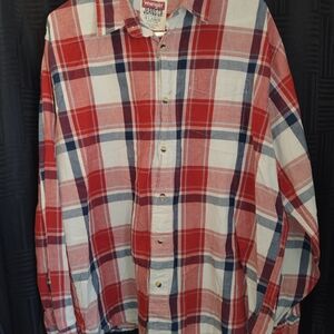 Wrangler Men's Red and Blue Checkered Shirt